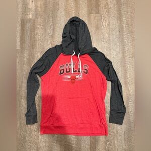 NBA Bulls Red and Gray Long Sleeve Hoodie